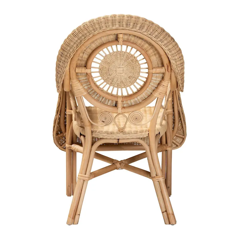 Modern Bohemian Natural Rattan Arm Chair