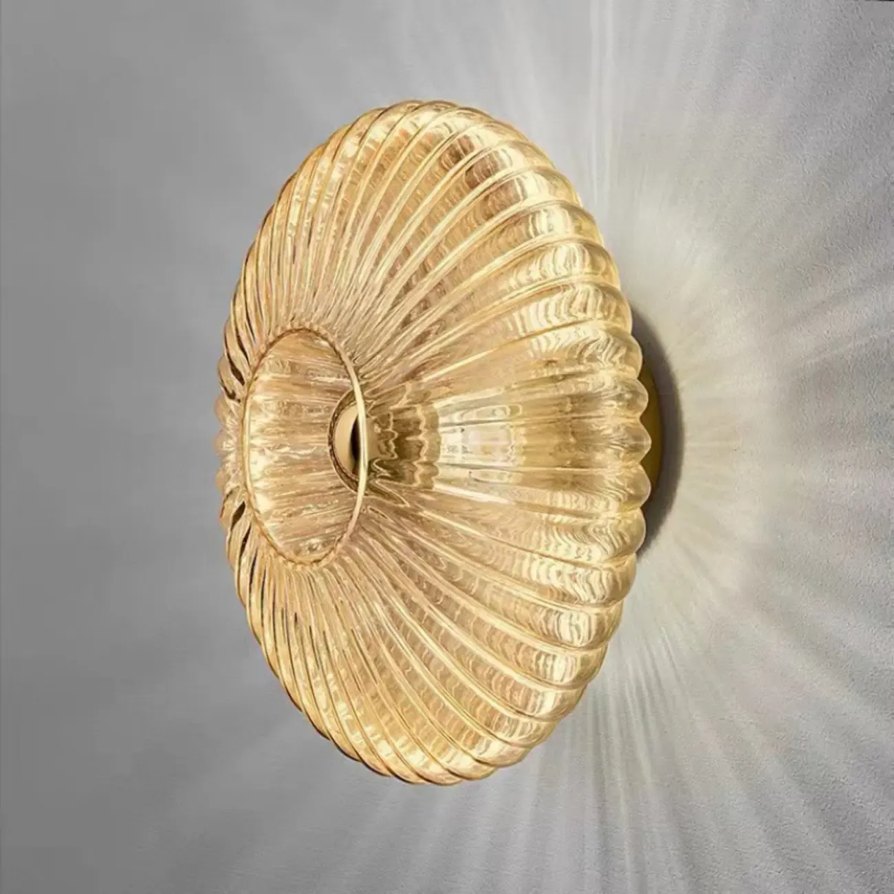 Modern Glass Gold Ripples Design Wall Sconce