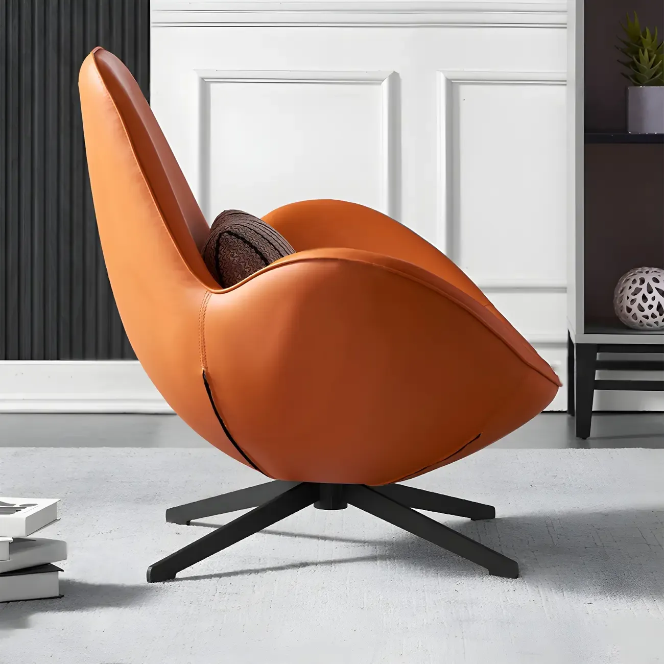 Modern Leather Accent Lounge Chair with Arms