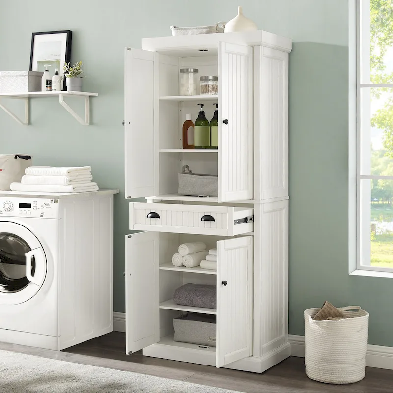 Crosley Seaside Distressed White Kitchen Pantry