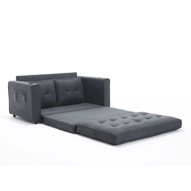 Foldable Tufted Loveseat with Pull Out Convertible Sleeper Couch Bed