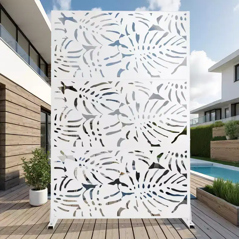 White Metal Freestanding Single-Panel Room Divider, 72