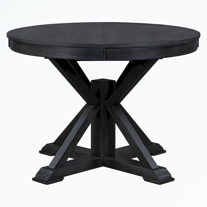 Dining Table Set with Extendable Table and 4 Upholstered Chairs