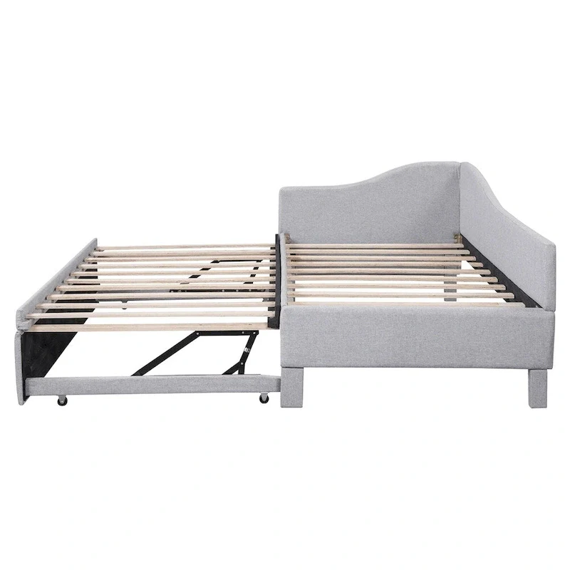 L-Shaped Upholstered Daybed with Pop Up Trundle