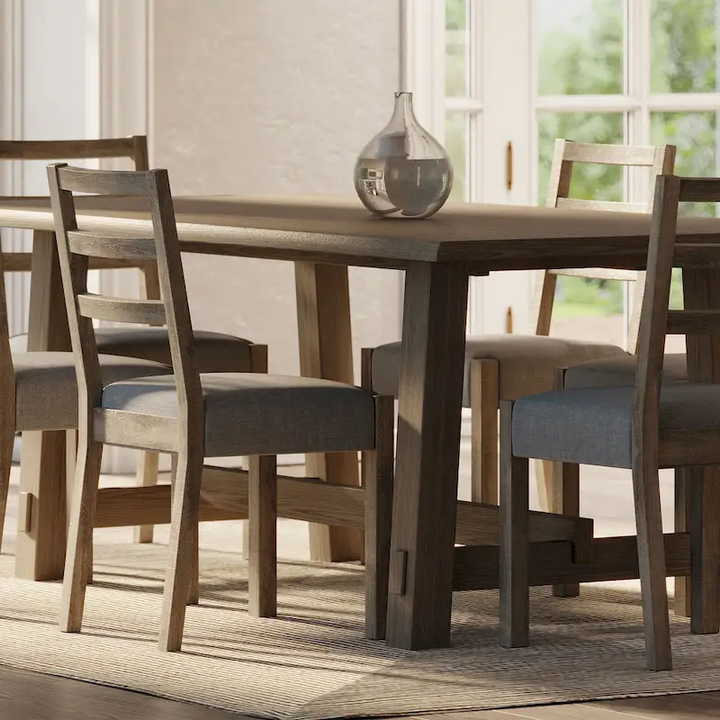 Rectangular Wooden Dining Table (Weathered Black Finish)