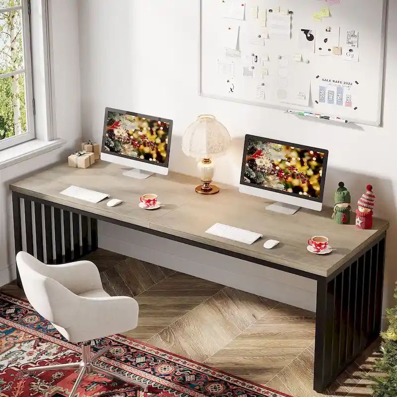 78.7-Inch 2 Person Computer Desk, Wood Writing Executive Desk for Home Office