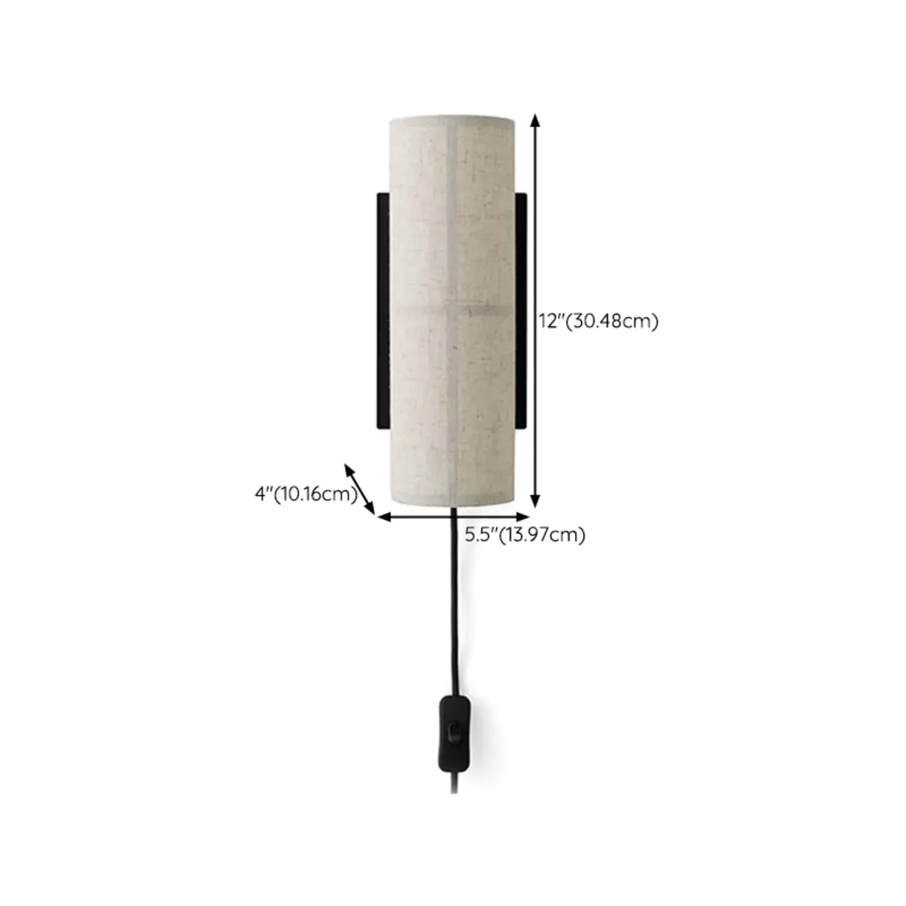 Modern Linen Beige Cylinder Wall Sconce with Switch
