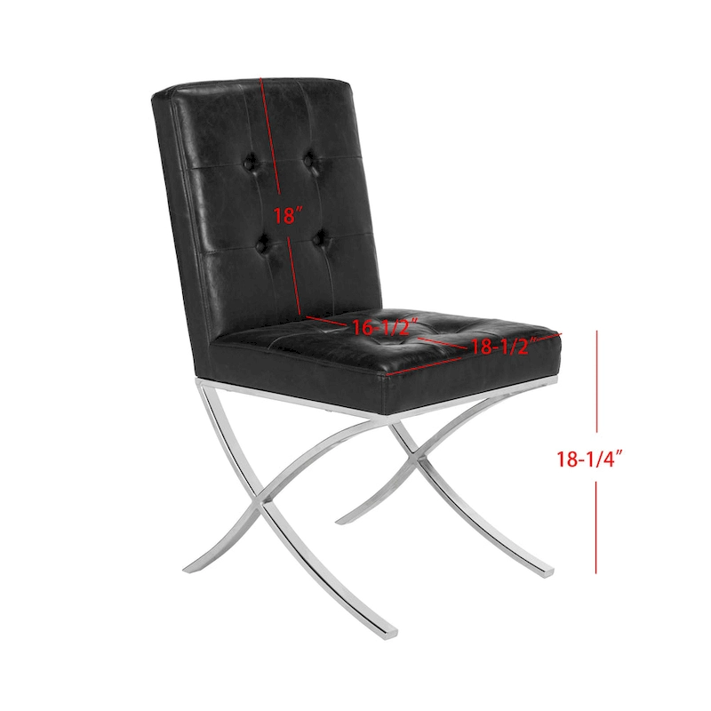 SAFAVIEH Merrilee Glam Black Chrome Tufted Side Chair - 19Wx23Dx35H