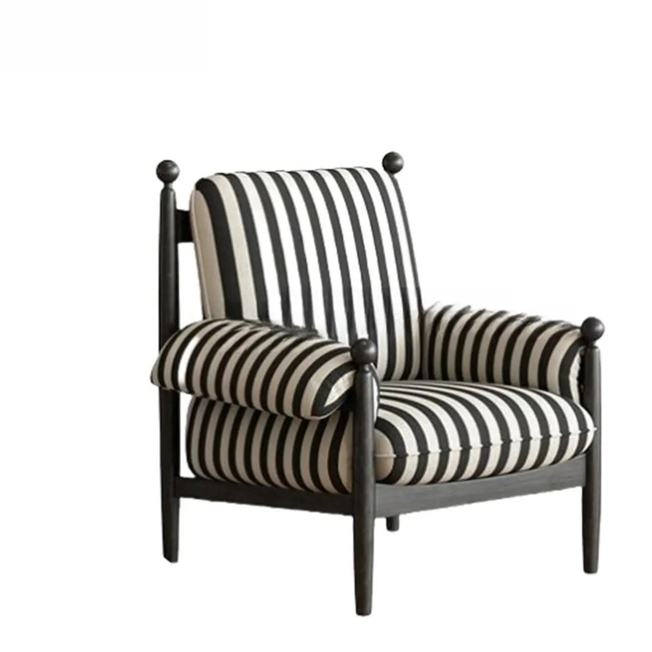 Modern Striped Accent Chair with Removable Cushion