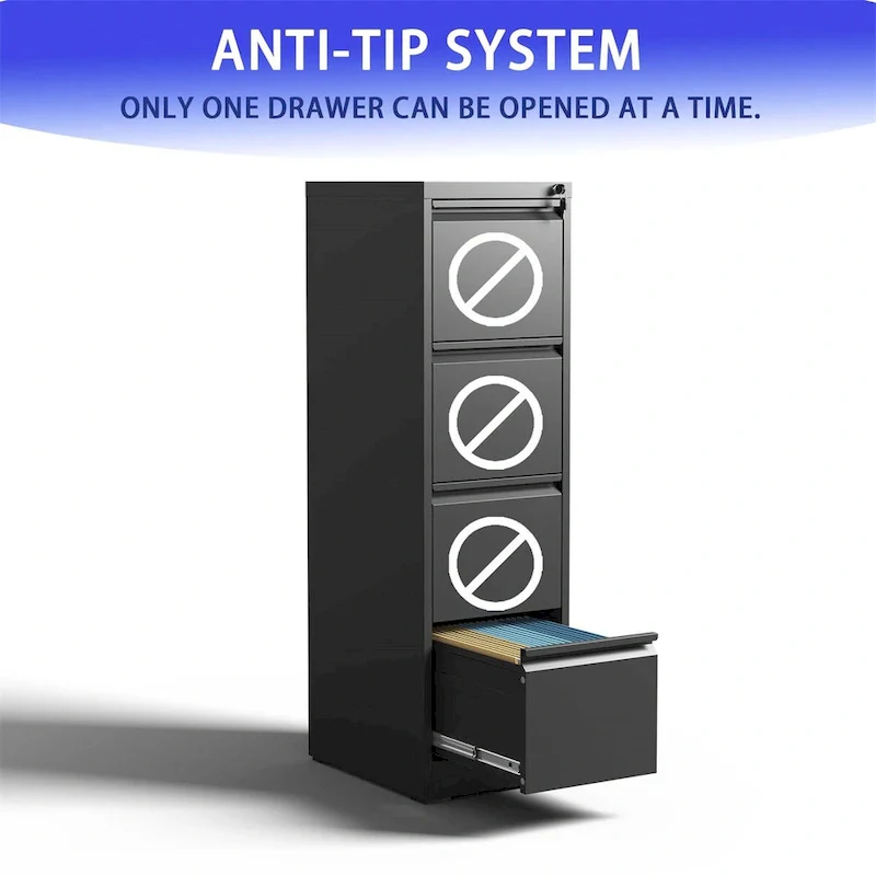 4 Drawer Metal Vertical File Cabinet w/Lock Office Home File Cabinet