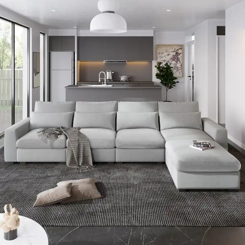 Modern L-Shape Sectional Sofa with Reversible Chaise