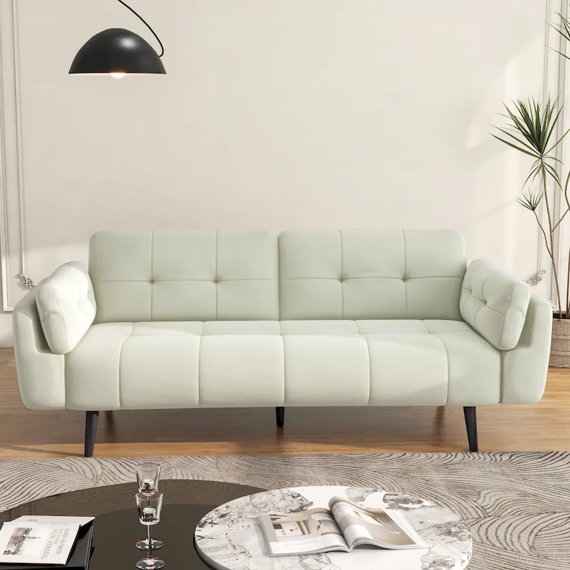 Modern Adjustable Backrest Convertible Futon Sleeper Couch