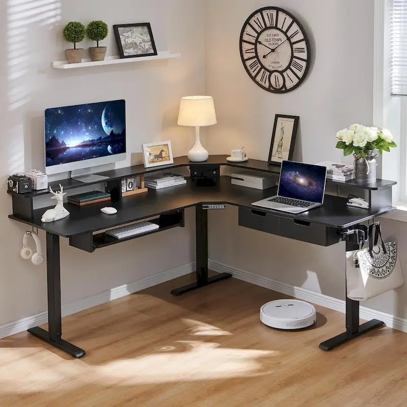 60 L Shaped Electric Comnputer Desk, Height Adjustable Gaming Desk
