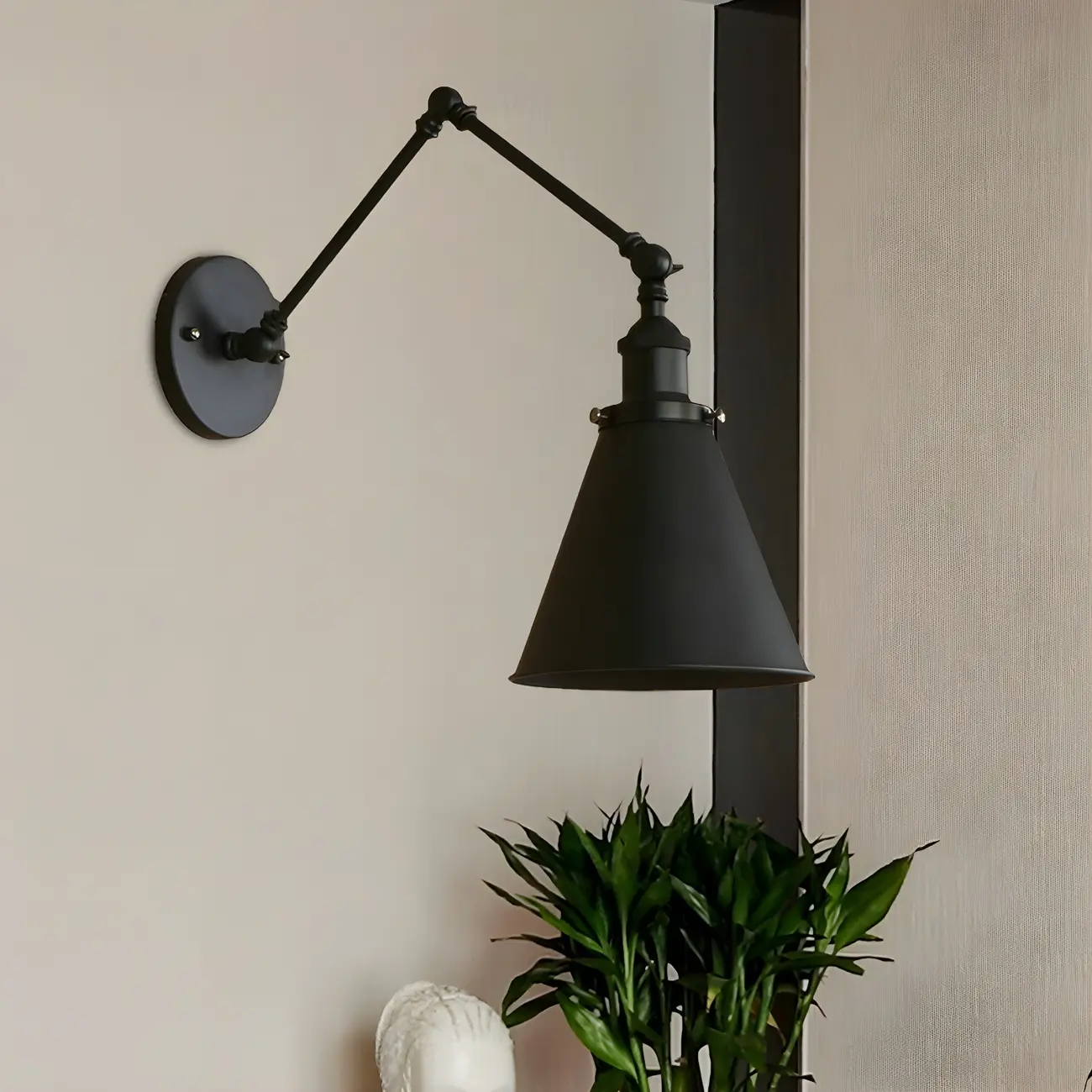Industrial Metal Cone Swing Arm Wall Light
