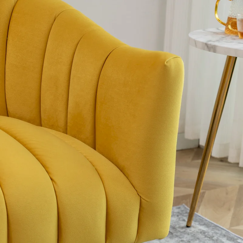 SEYNAR Modern Glam Comfy 50 Metal Legs Curved Sofa 2 Seaters Loveseat with Tufted Back