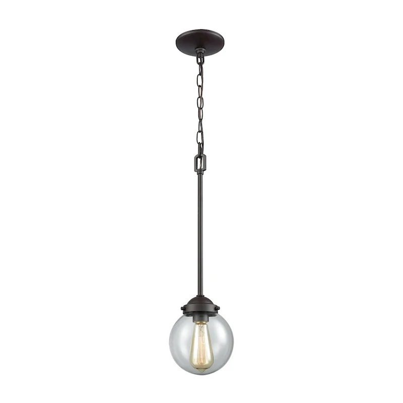 Elk Home Beckett Oil Rubbed Bronze With Clear Glass 1 Light Pendant