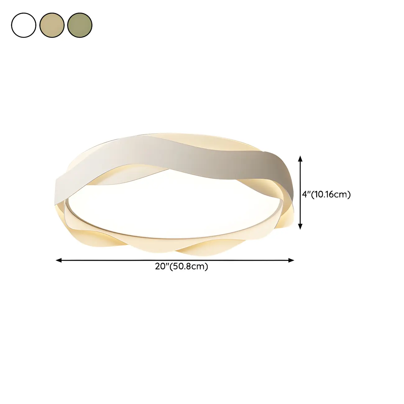 White Art Deco LED 3-Gear Dimming Flush Ceiling Light