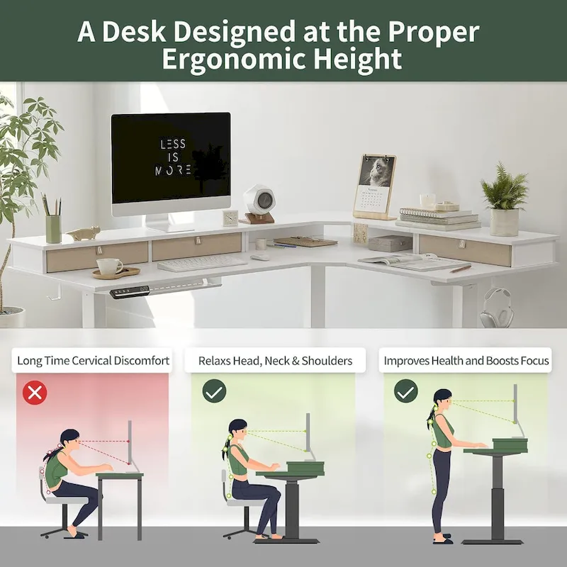 FEZIBO/Home Office Furniture/Brown&Black/Wood/Standing Desk/Desks