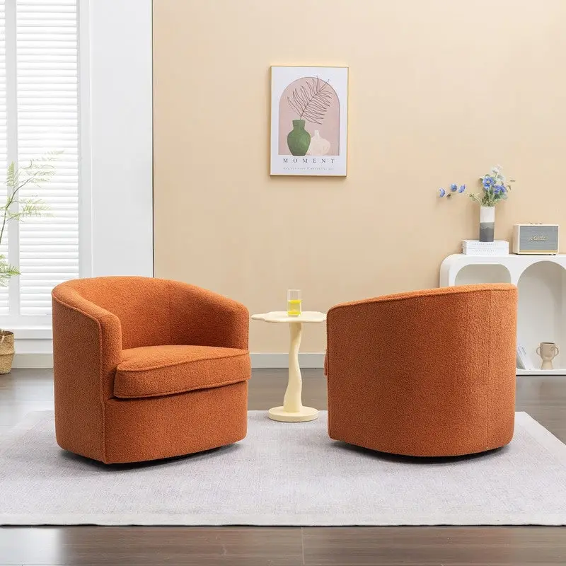 SEYNAR Modern Boucle Upholstered 360 Degree Swivel Accent Club Chair Set of 2