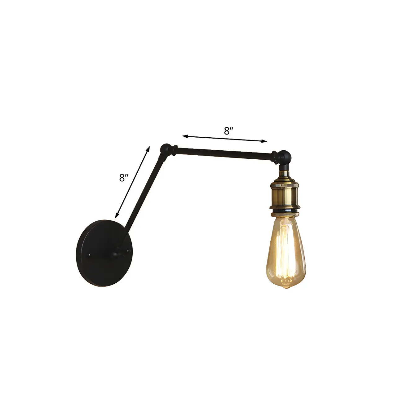 Industrial Open Bulb Swing Arm Wall Light