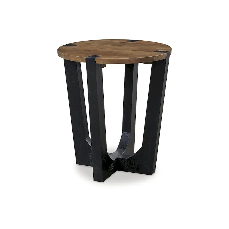 Mango Wood End Table – Brown / Black, Two-Tone, Single