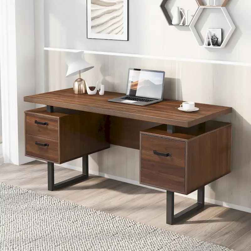 Home Office Computer Desk with Drawers 59 inch