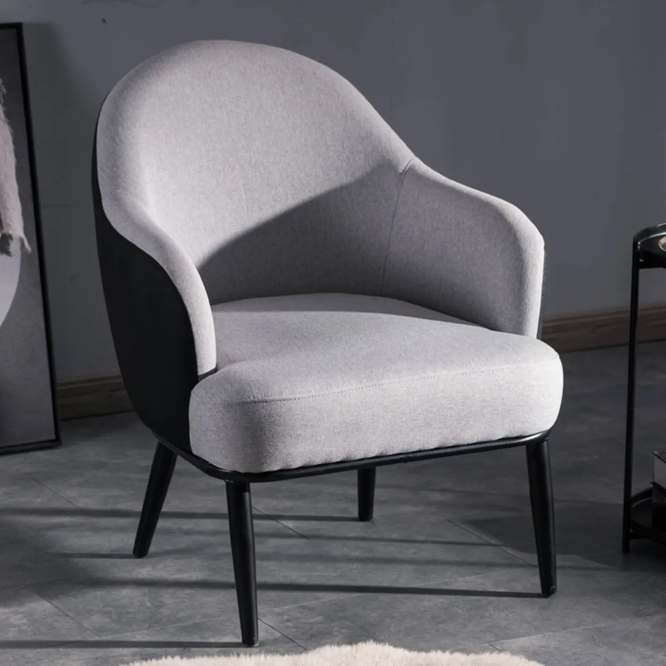 Modern Barrel Chair Faux Leather Living Room