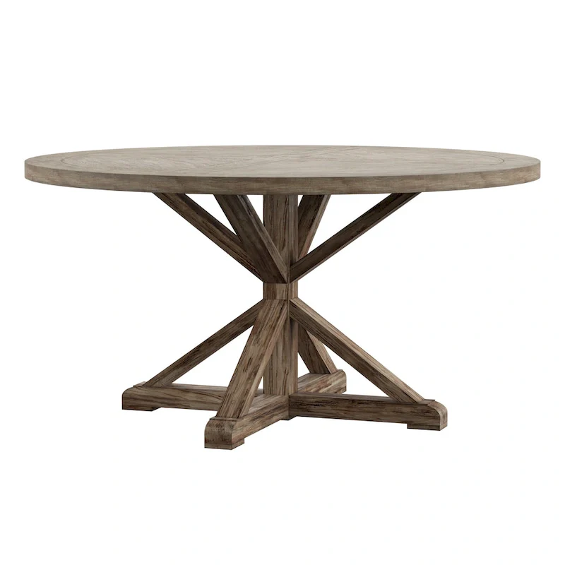 Round Antique Grey Oak Dining Table
