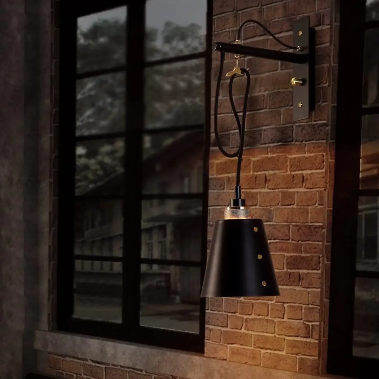 Industrial Metal Black Swing Arm Wall Light