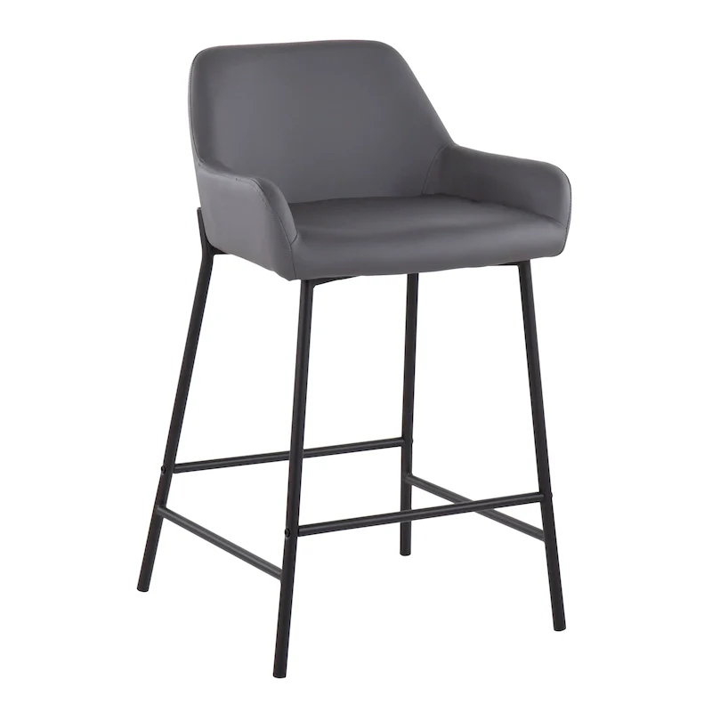 Galotti Black Fixed-Height Upholstered Counter Stool - Set of 2