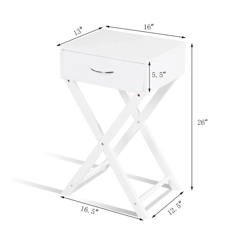 Costway 2 PCS Nightstand X-Shape Drawer Accent side End Table Modern