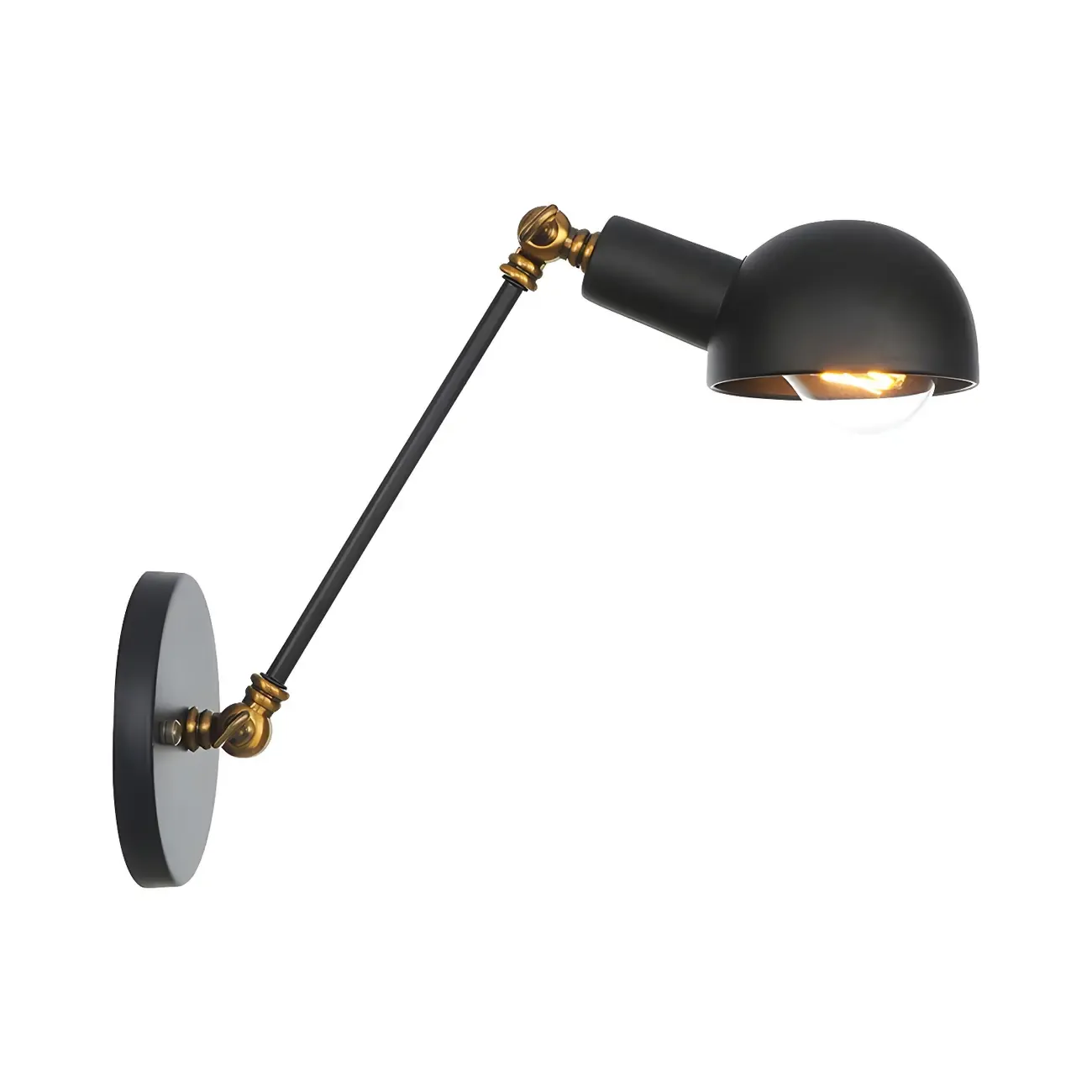 Adjustable Industrial Dome Swing Arm Wall Light