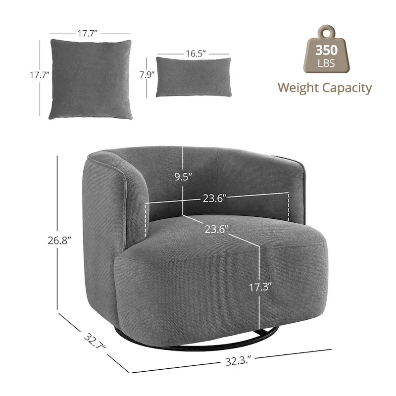 LUE BONA Swivel Accent Armchair Fabric Blend, Modern Upholstered Barrel Chair Living Room Sofa Chair