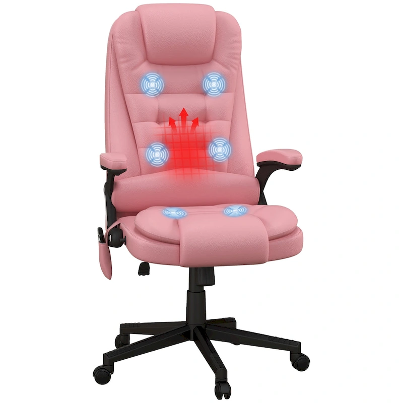 HOMCOM High Back Vibration Massage Office Chair with 6 Vibration Points, Heated Reclining PU Leather Computer Chair