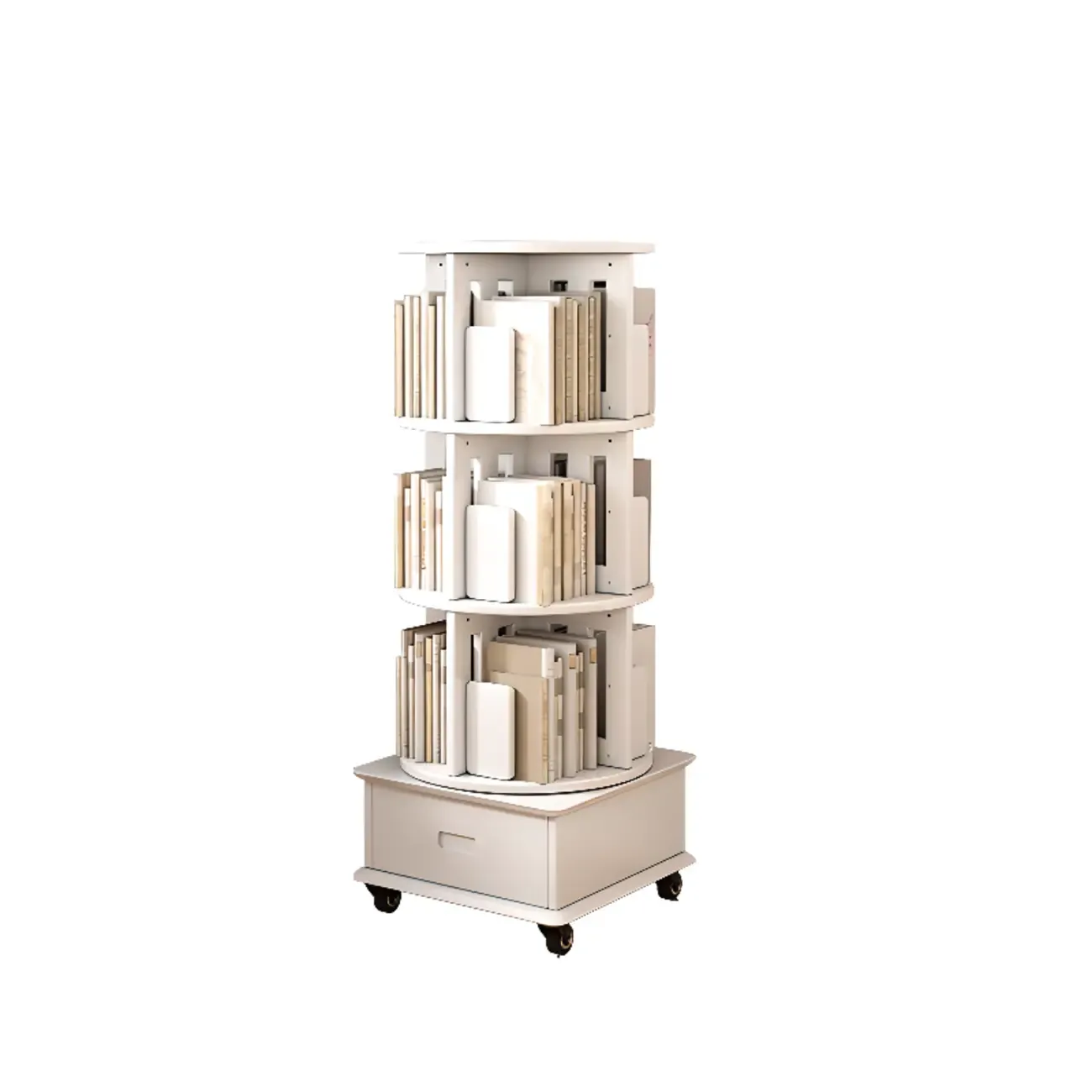Medium Rotatable Nut-brown Wooden Vertical Bookcase