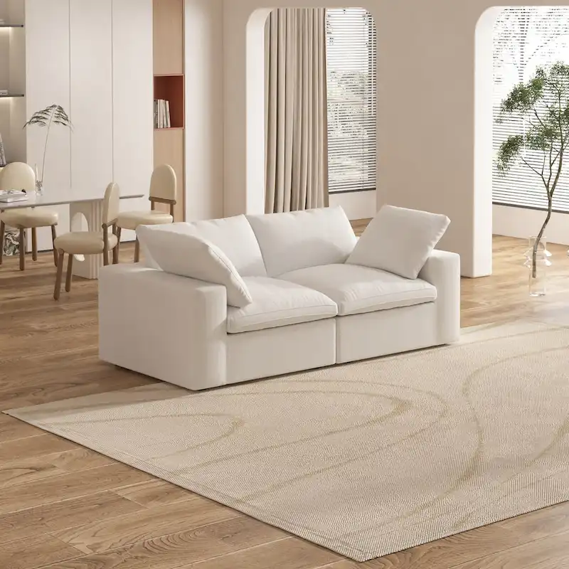 80 Linen Upholstered Loveseat Sofa Sectional Couch