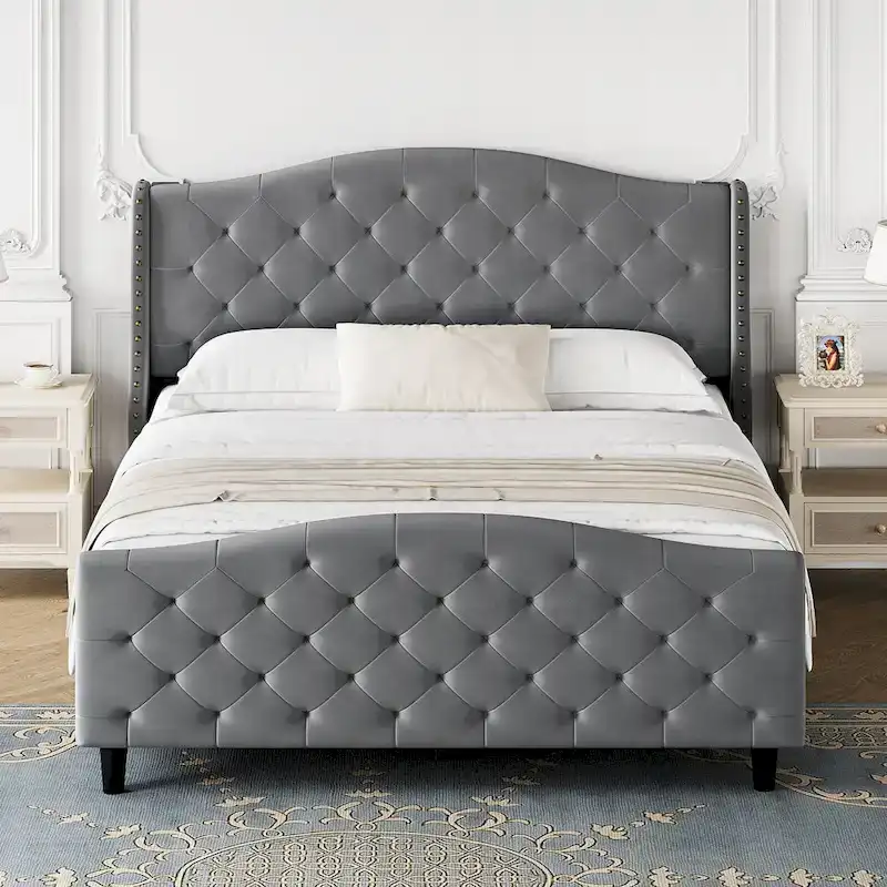 Queen Bed Frame with Headboard and Footboard