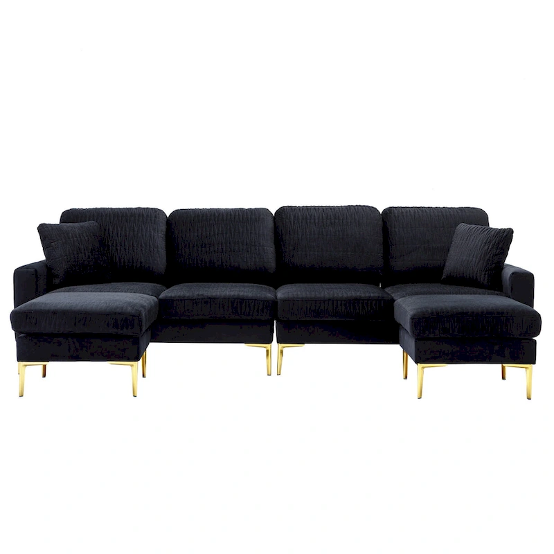 Velvet U-shaped modular detachable sectional sofa