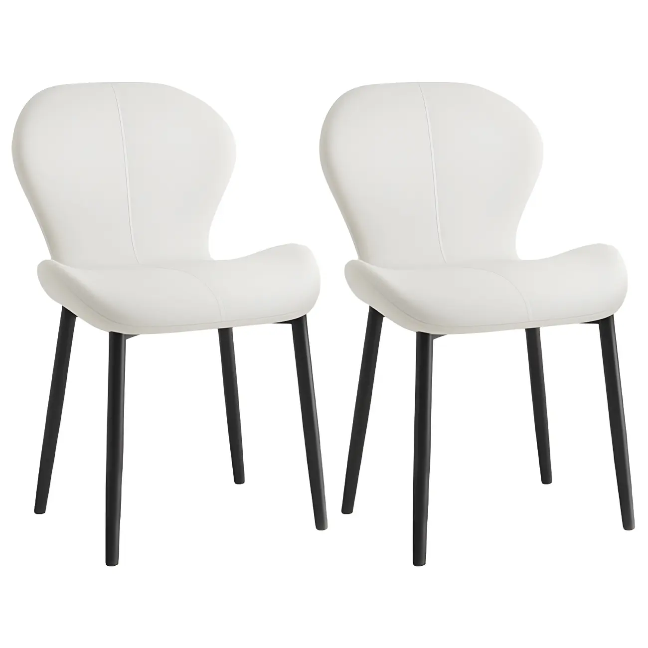 Art Deco Curved Back Leather Dining Chair Solid Back