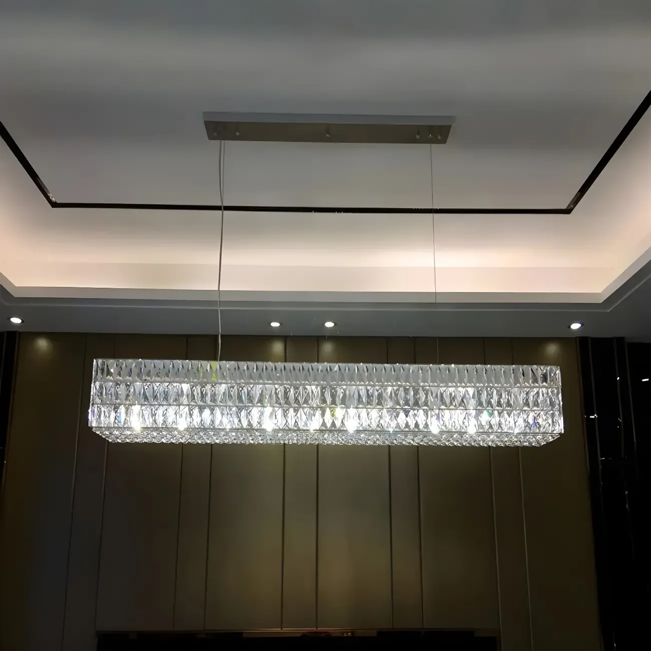 Modern Clear Crystal Rectangular Pendant Light
