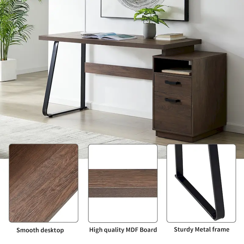Home Office Computer Desk with Drawers/Hanging Letter-size Files