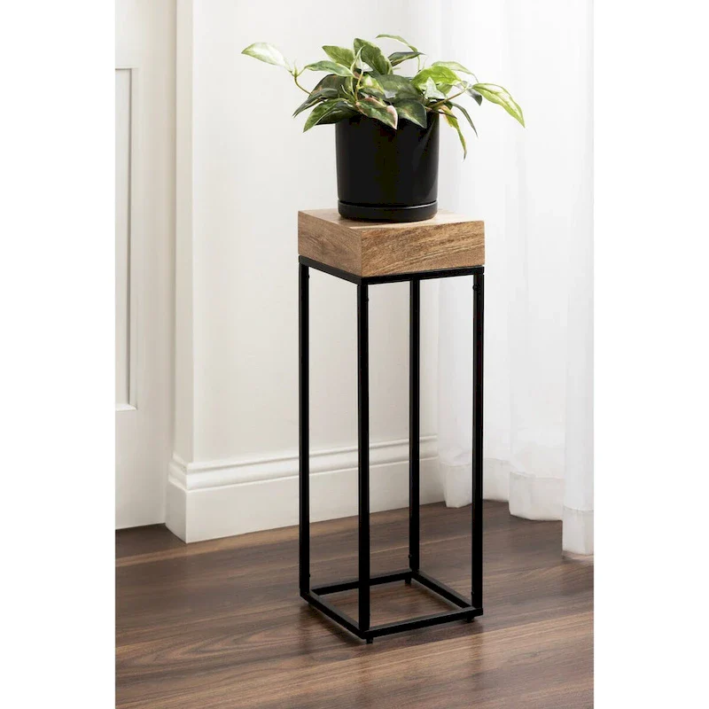 Wood and Metal Drink Table - 8x8x23