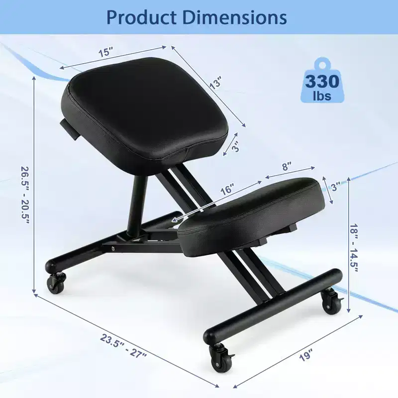 Costway Ergonomic Kneeling Chair Adjustable Stool with Lockable Universal Wheels Angle Seat