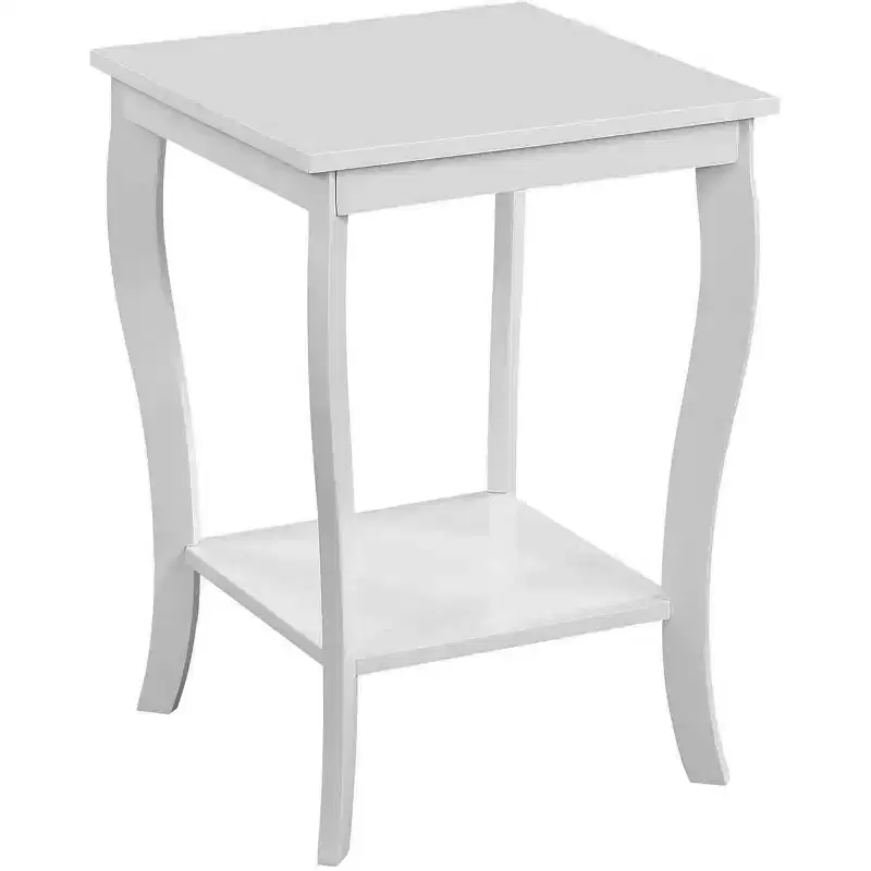 HomeStock Belmont Square End Table with Spacious Two Tier Shelves, Transitional Accent Table Perfect for Storage and Stylish Living Room Dcor
