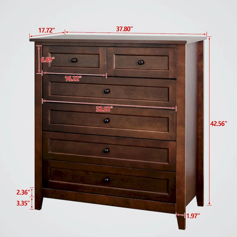 Solid Wood Spray-painted 6 Drawer Chest