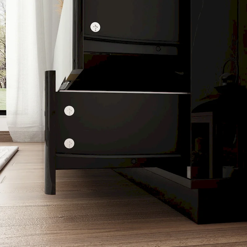 8 Drawer Double Dresser Dresser w/High Gloss Drawers Dual Chest Light