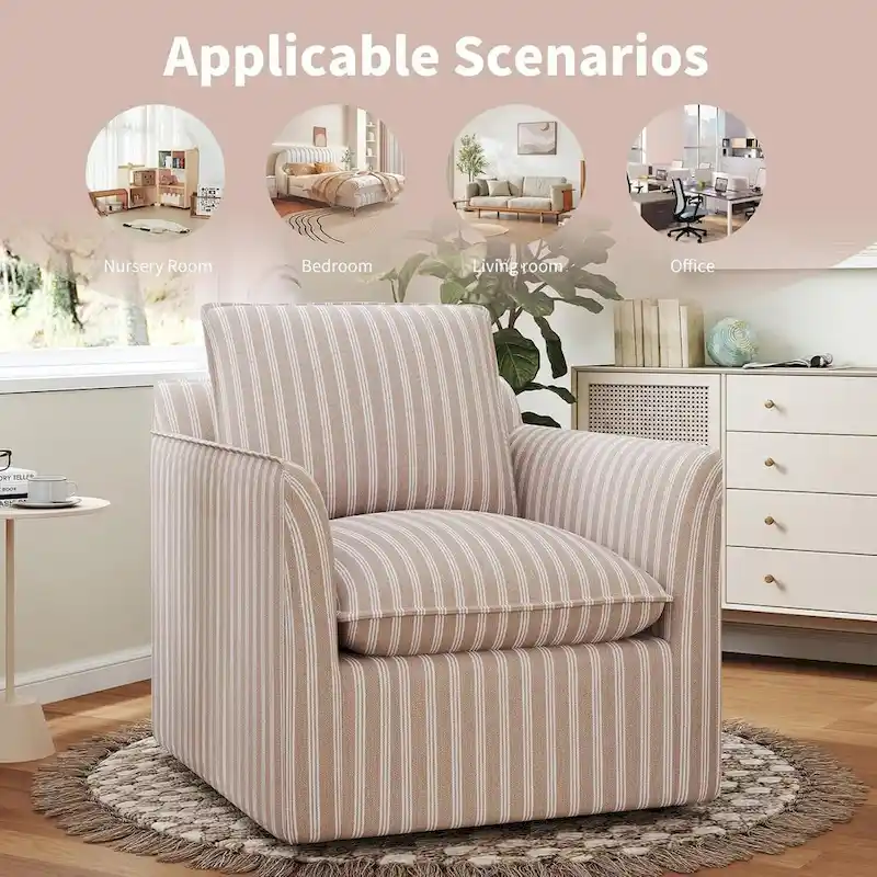 Swivel Accent Chair Swivel Barrel Reading Chair with Thick Padded Backrest Cushion