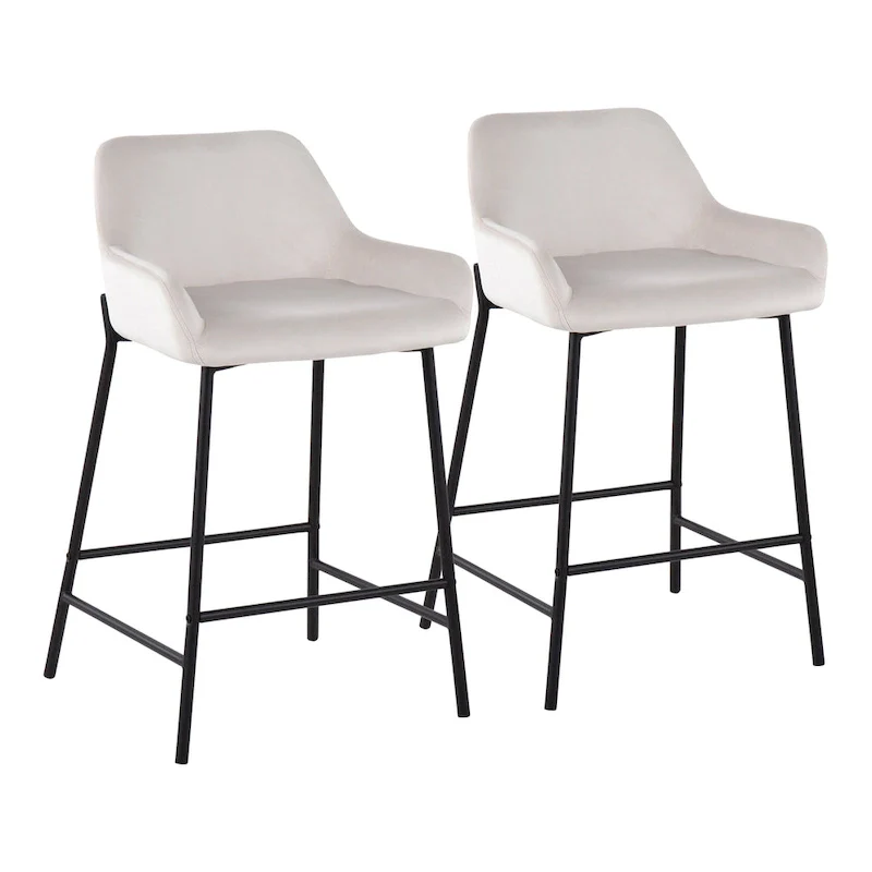 Carbon Loft Galotti Black Fixed-Height Upholstered Counter Stool - Set of 2
