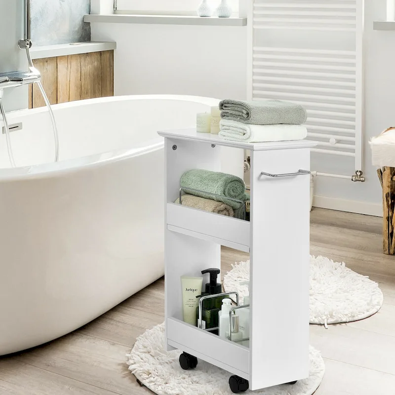Slim Rolling Storage Cart 3-Tier Bathroom Cabinet Mobile - See Details