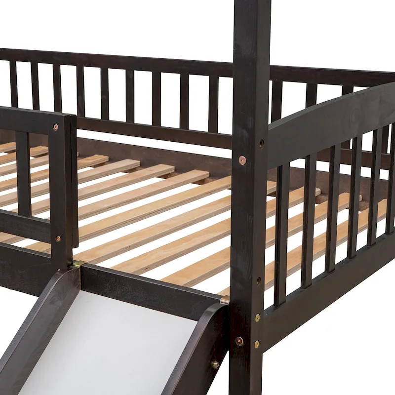 Twin Loft Bed with Slide,House Bed with Slide